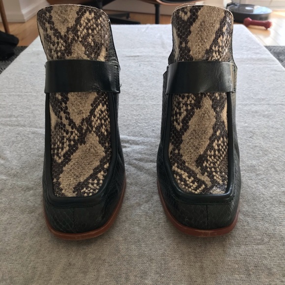 Zara snakeskin stacked heel mules - Picture 2 of 8